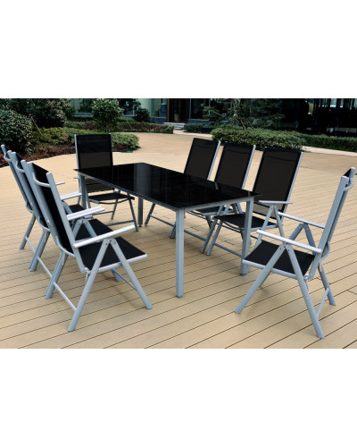 Gartenmöbel Set Alu 9-tlg. 8 Personen Sitzgruppe Bern
